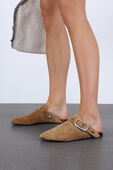 Ansley Slide In Brown Suede & Black Shearling